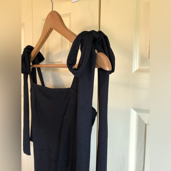 Black Strap Dress with Side Slit, Cider - Picture 3 of 6